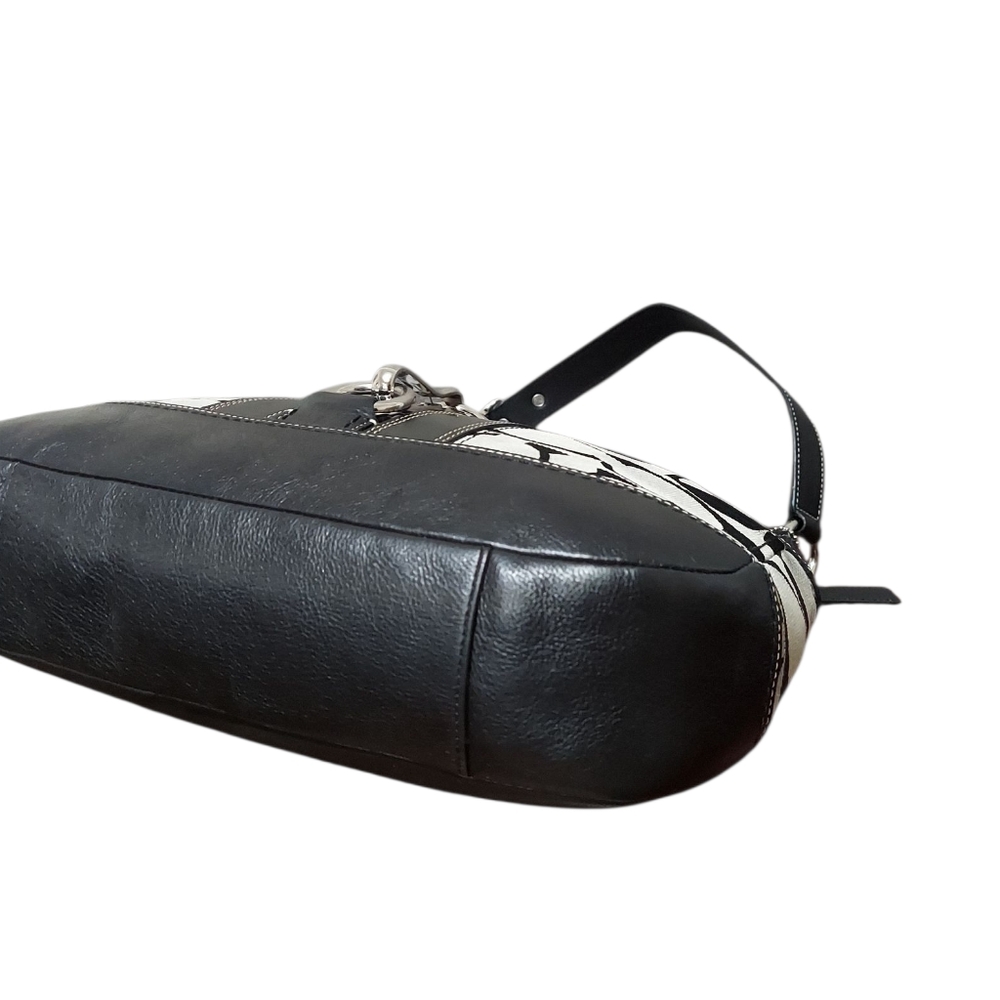 Coach Y2K Hampton Jacquard & Leather Zip Shoulder Bag EUC - Picture 8 of 13